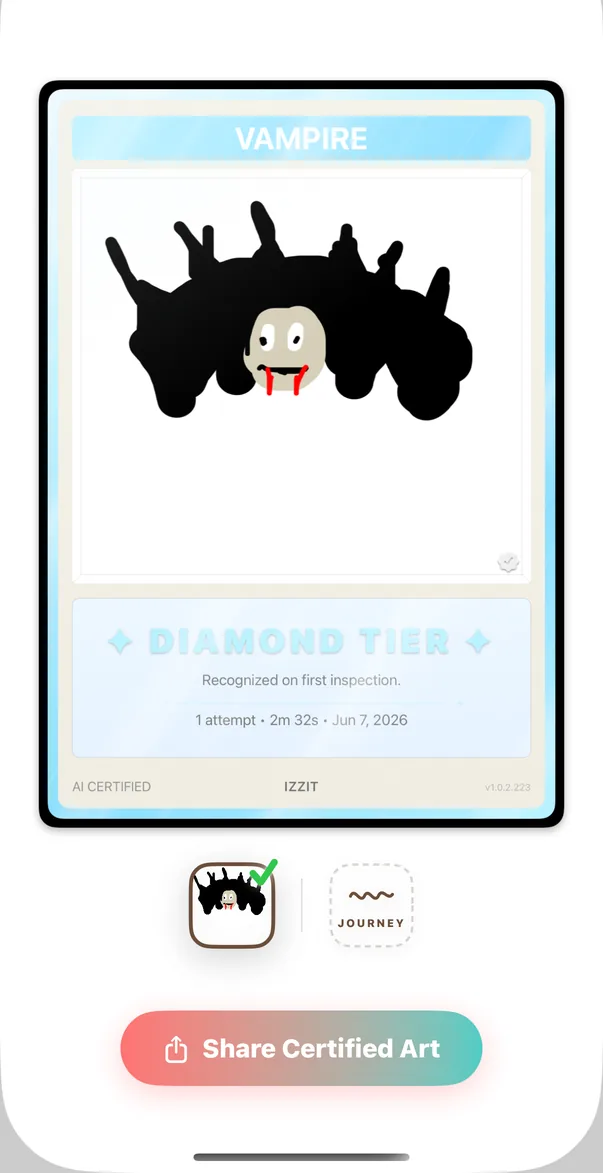 A Diamond tier card with share buttons