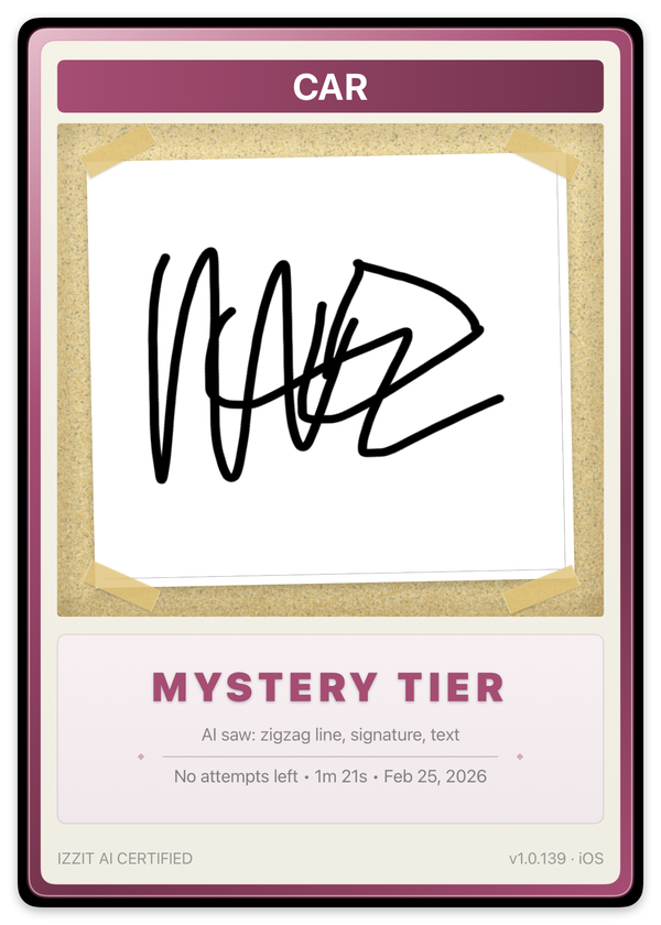Mystery tier card — Car attempt that the AI couldn't make sense of